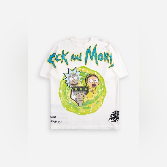 RICK AND MORTY'S CHAOS AMERICAN CLASSIC OVERSIZED TEE IN BUTTER - Picture 3 of 12